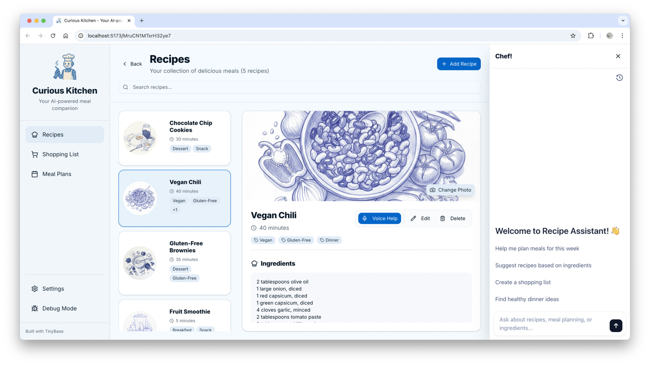 Recipe collection with AI features