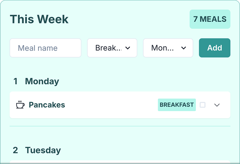 Meals list