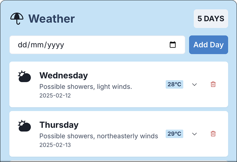 Weather list